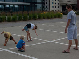 Kids doing some morning calisthenics.