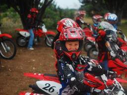 Young boy ready for motocross race 