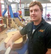 Sam working at Maton Guitars, Box Hill