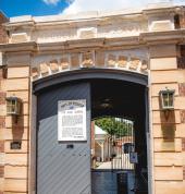 Old Dubbo Gaols front gates, open to the public everyday except Christmas
