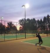 sunset over the courts
