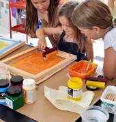 Screenprinting at The Pop art studio.