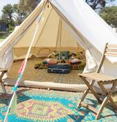 4m bell tent set up for two people