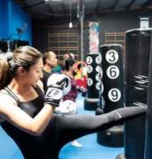 Many people do our group fitness kickboxing classes while their children are training at the same time