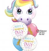 Rainbow unicorn helium balloon bouquet