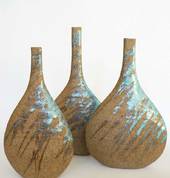 Hand built from coils ceramic bottles