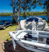 Launch your boat ant secure it to your river site