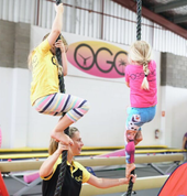 Rope climbs with a Preschool Class