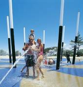 Kings Beach fountains - great for the kids!