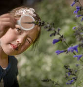 Georgia immersed in exploring Everglades Historic House & Gardens. Photo: David Hill, Headline Publicity
