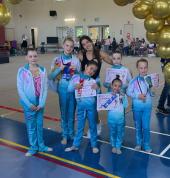 RG Junior QLD Cup (Gymnasts with medals, happy, flexibility, dancing, ballet, ribbon, ball, hoop, rope, clubs)