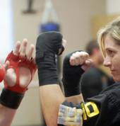 A woman practising Self Defence
