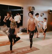 family yoga partner tree pose