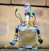Sydney Art Space School Holiday Art workshops Robots using found objects, wire and paper mache