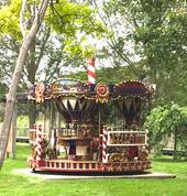Vintage carousel rides operate on school holidays