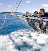Family enjoy view from 'boom net'