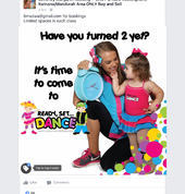 You can come to "ready set dance "when you are two years old