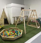 Inside 4 trampolines and selected discovery and creative outdoor play