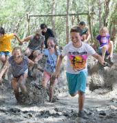 Mud pit challenge course delight for all ages