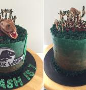 Jurassic world themed naked buttercream cake