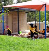 The shaded sandpit is always popular