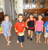 The children get to use lots of percussion instruments