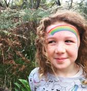 Colourful rainbow face paint is one of the fun activities included in the fairy party package ????