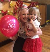Miss Karen and student Willow at the Rhythm Factory Family & Friends Concert Day