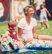 Kids dressing up as their favourite superheros at Sunset Cinema