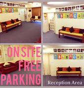 Onsite free parking, professional dance studios.