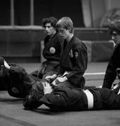 Ninjutsu & karate students excercise