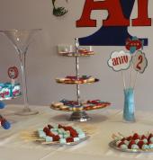 Aeroplane themed 2nd birthday party dessert station - custom desserts, cake, party room styling @ Shirley Burke Theatre