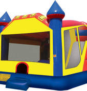 Combo castles with slide and ball hoop