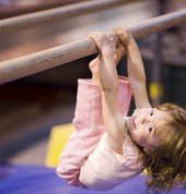 Girl Kindergym gymnastics p bars hanging