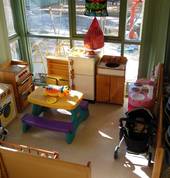 Sunshine in the play kitchen