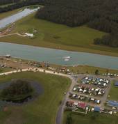 An aerial shot of Stoney Park with the two man made lakes.