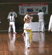 Rhee Taekwondo members performing their patterns