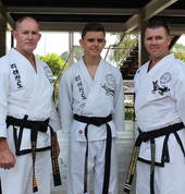 From Left to Right: Master Nigel (6th Dan Regional Instructor), Yu Dan Ja Sam (1st Dan), Sabum Nim Mark (2nd Dan Branch Instructor).