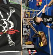 One of our beautiful pirates in kindergym during Pirate Week!
