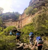 Crossing the landslide in the Blue Mountains