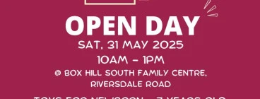 Open Day 31 May 2025 from 10am - 1pm Box Hill Reading &amp; Libraries