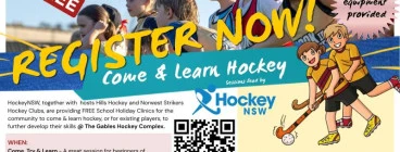 FREE School Holiday "Come, Try and Learn Hockey" Sessions for 5 to 12 year olds ~ Gables Hockey Complex Box Hill Hockey Clubs