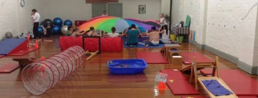 Large equipment set up for exercise and sensory stimulation