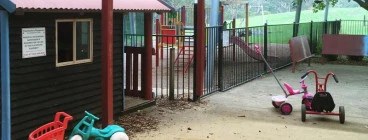 Covered outdoor area, cubby house and playground