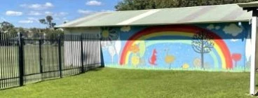 Our rainbow mural wall