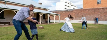 Family participating in Old Dubbo Gaols Character in Costume Performance