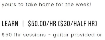 guitar lessons cost
