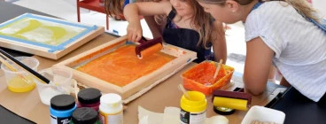 Screenprinting at The Pop art studio.