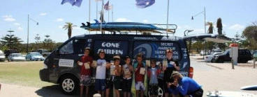 some stoked students getting some giveaways.