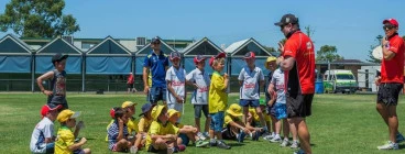 Some of our junior cricketers having a training session with the Melbourne Renegades.
